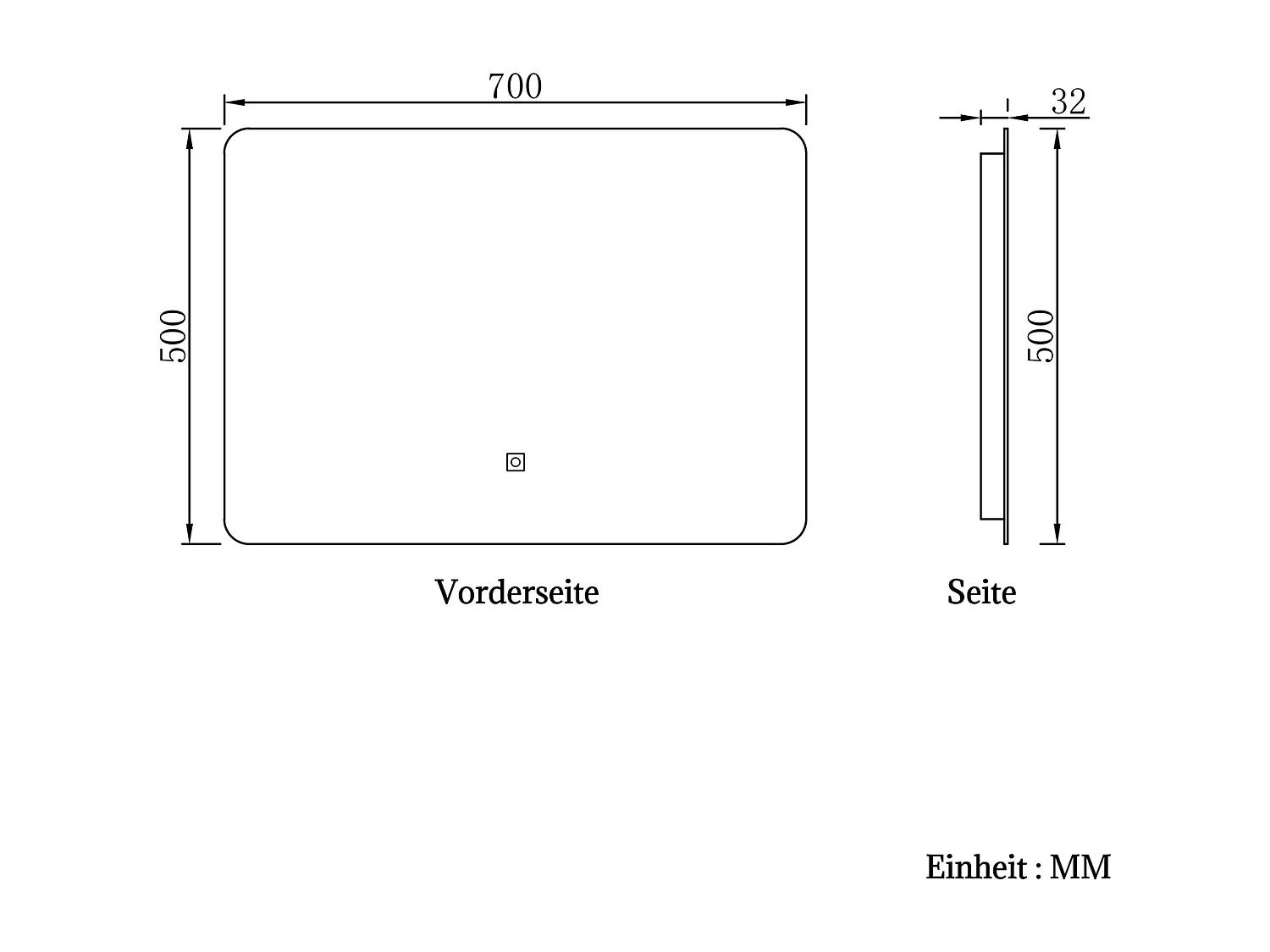 AICA Badspiegel mit LED-Beleuchtung 70x50cm Kaltweiß Dimmbar Memory-Funktion