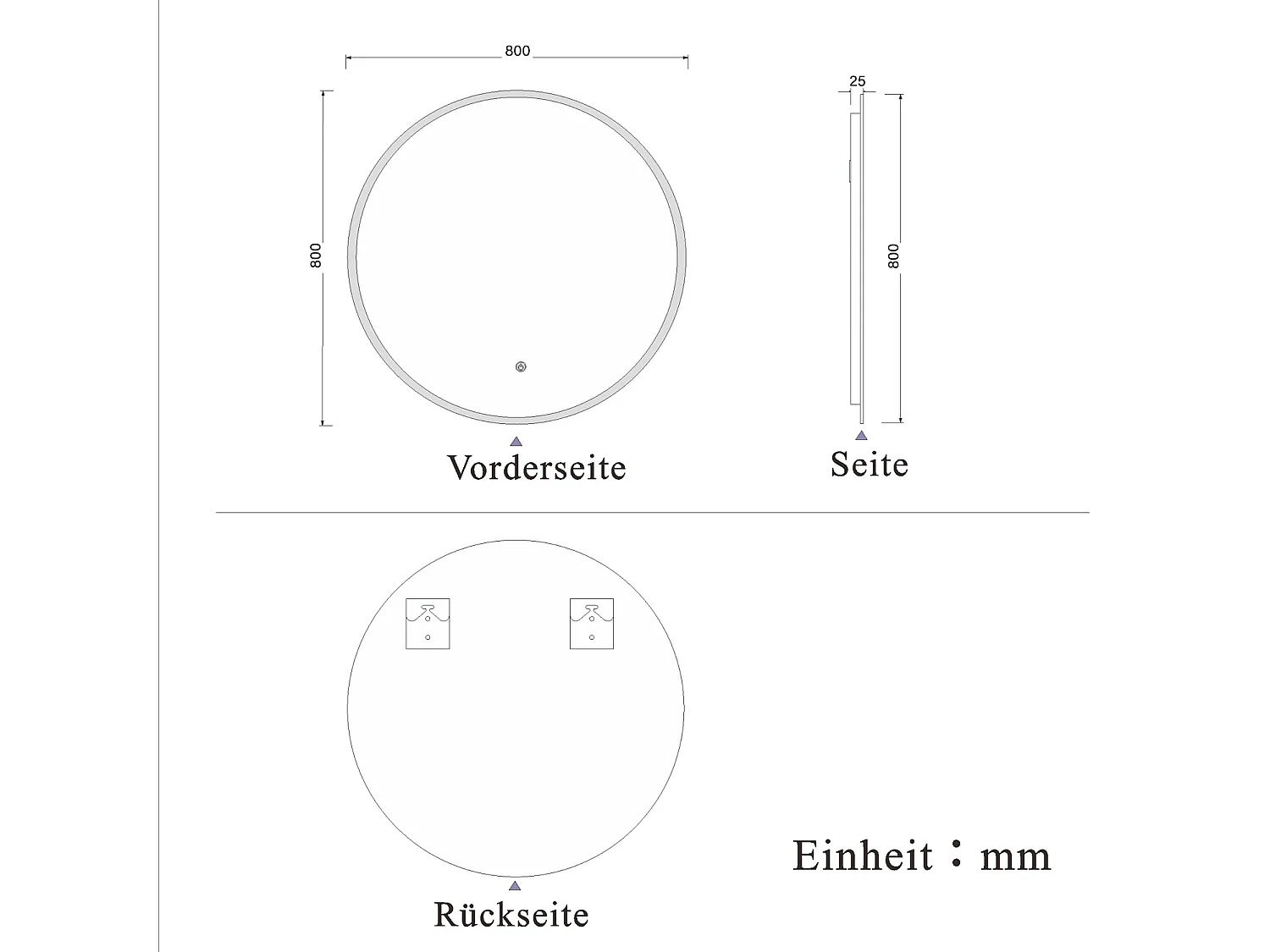 AICA Rund Badspiegel mit LED-Beleuchtung ø80cm 3 Lichtfarbe+Dimmbar Beschlagfrei Memory-Funktion Wand/Touchschalter