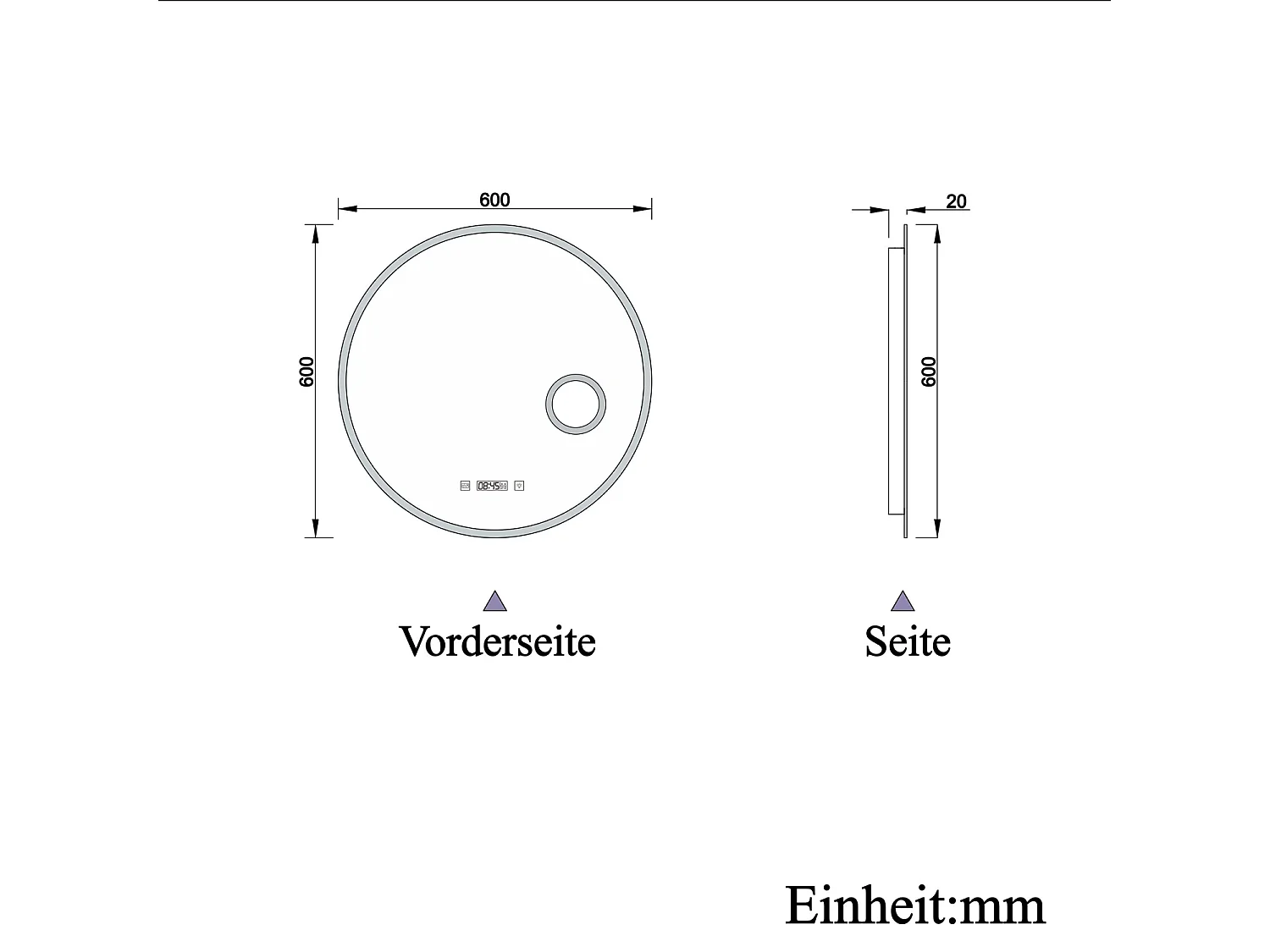 AICA Rund Badezimmerspiegel mit LED-Beleuchtung ø60cm Uhr Kosmetikspiegel 3 Lichtfarbe+Dimmbar Beschlagfrei Memory-Funktion