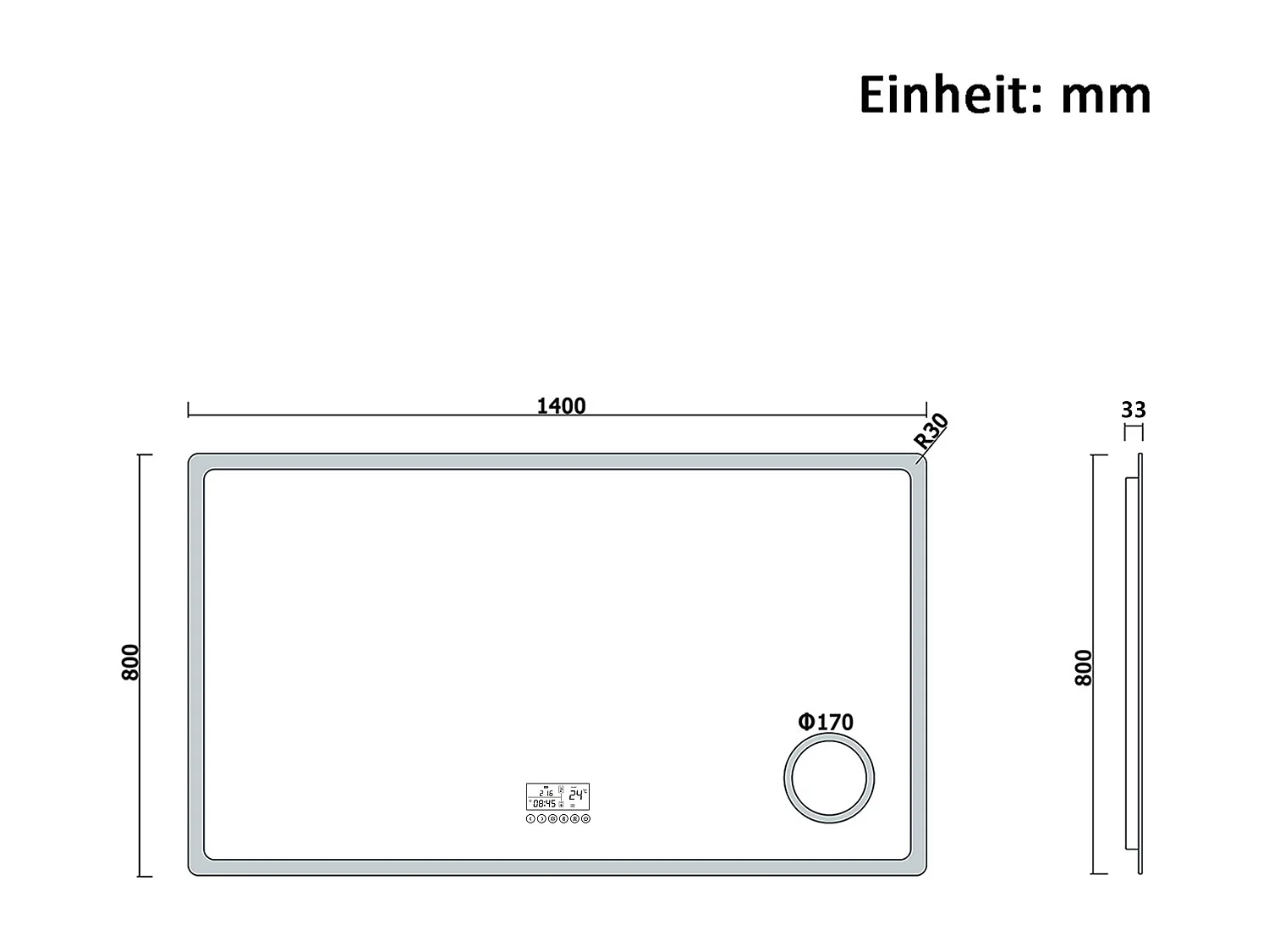 AICA Badspiegel mit LED-Beleuchtung 140x80cm Bluetooth Uhr Kosmetikspiegel Beschlagfrei 3 Lichtfarbe+Dimmbar Memory-Funktion