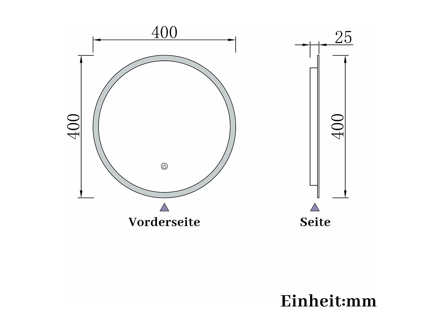 AICA Rund Badspiegel mit LED-Beleuchtung ø40cm 3 Lichtfarbe+Dimmbar Memory-Funktion Wand/Touchschalter