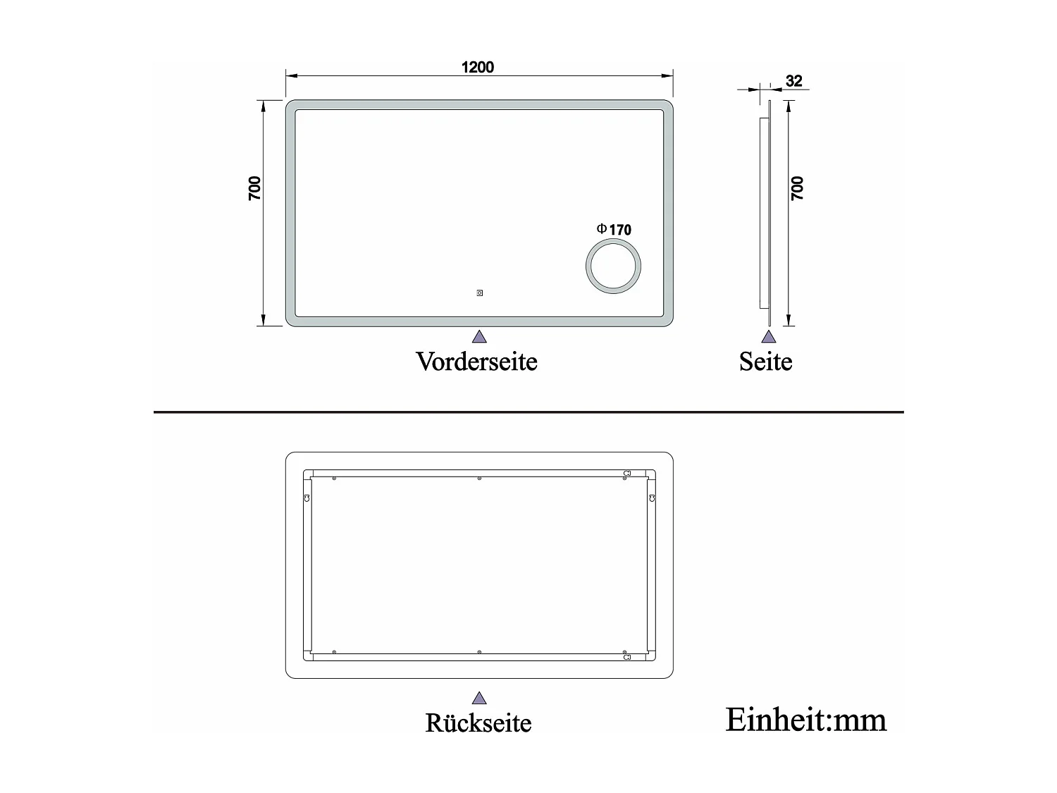 AICA Badspiegel mit LED-Beleuchtung 120x70cm Kosmetikspiegel Beschlagfrei 3 Lichtfarbe+Dimmbar Memory-Funktion