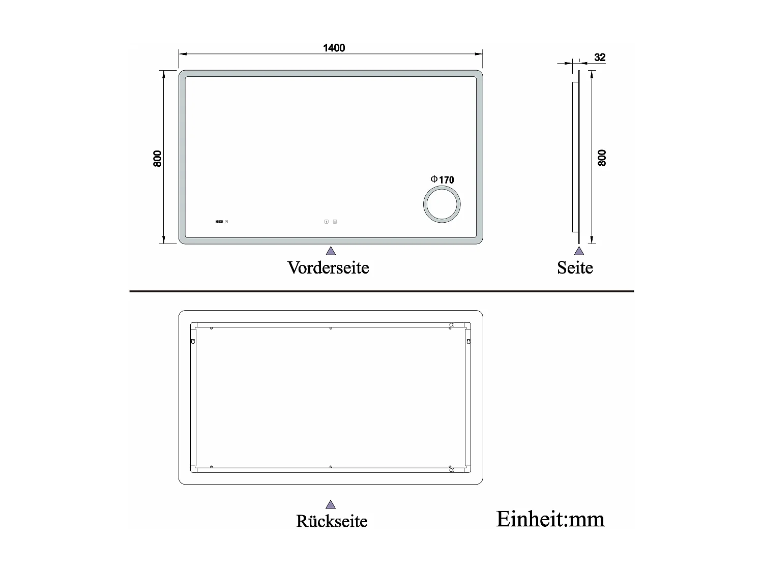 AICA Badspiegel mit LED-Beleuchtung 140x80cm Bluetooth Uhr Kosmetikspiegel 3 Lichtfarbe+Dimmbar Beschlagfrei Memory-Funktion
