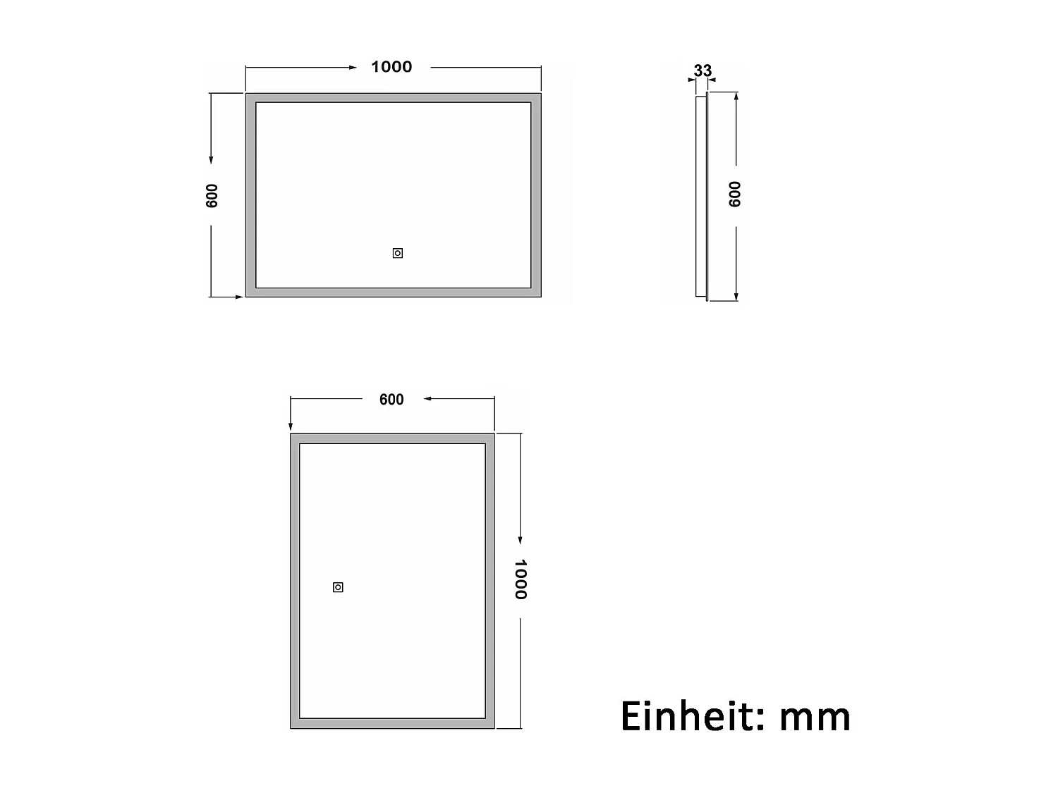 AICA Badspiegel mit LED-Beleuchtung 100x60cm Wand/Touchschalter Beschlagfrei 3 Lichtfarbe+Dimmbar Memory-Funktion - BELAIR