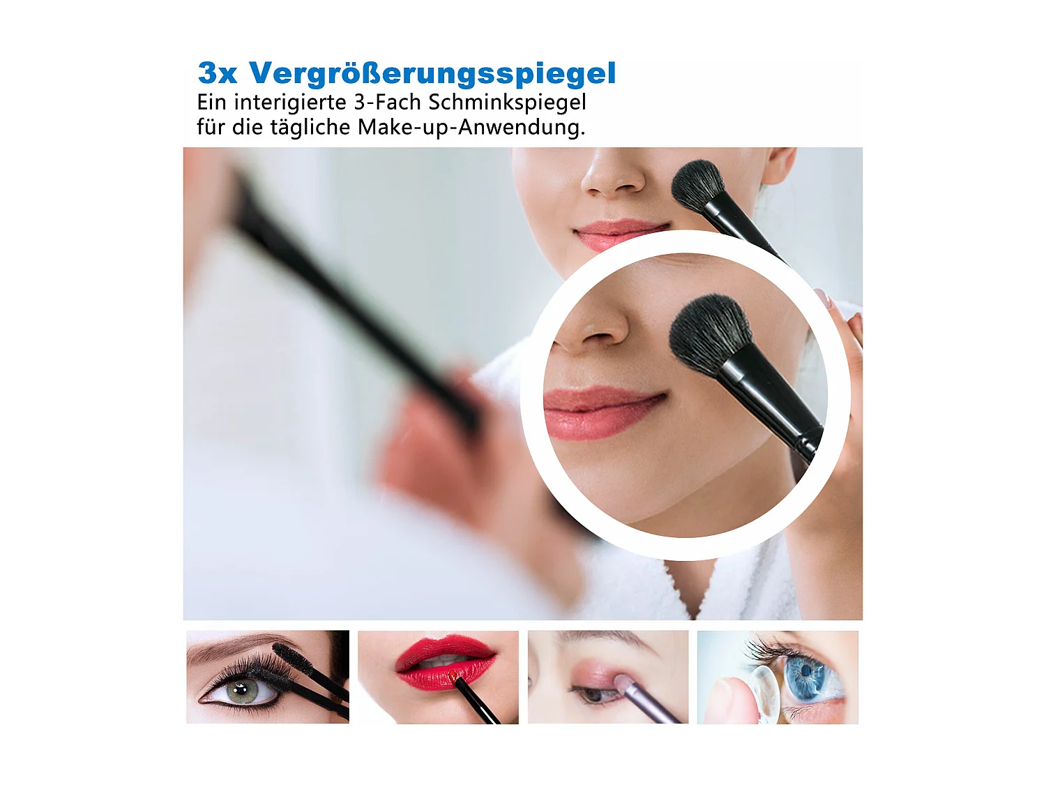 AICA Badspiegel mit LED-Beleuchtung 80x60cm Bluetooth Uhr Kosmetikspiegel Beschlagfrei 3 Lichtfarbe+Dimmbar Memory-Funktion