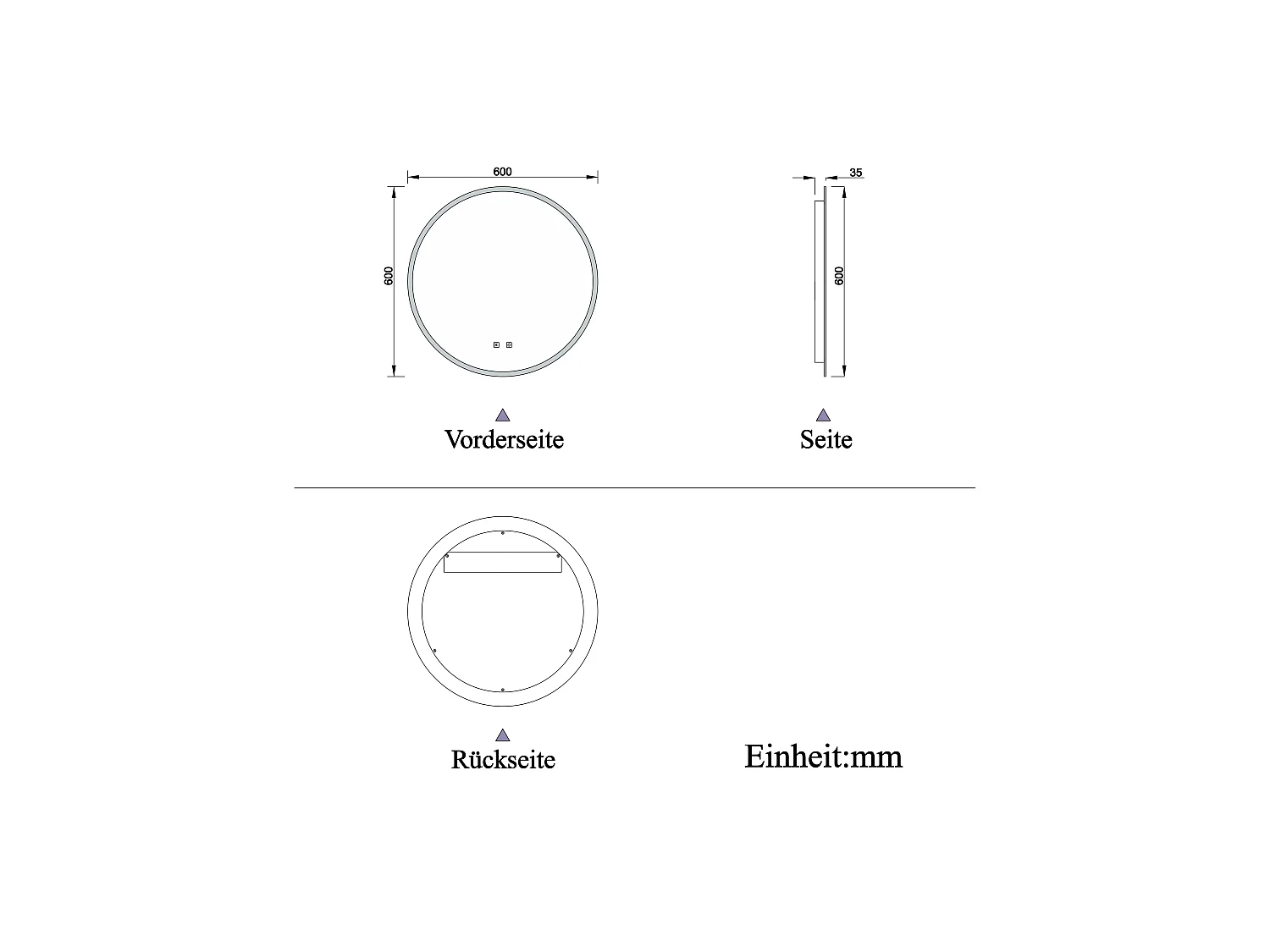 AICA Rund LED Badspiegel ø80cm Bluetooth 3 Lichtfarbe+Dimmbar Beschlagfrei Memory-Funktion Wand/Touchschalter