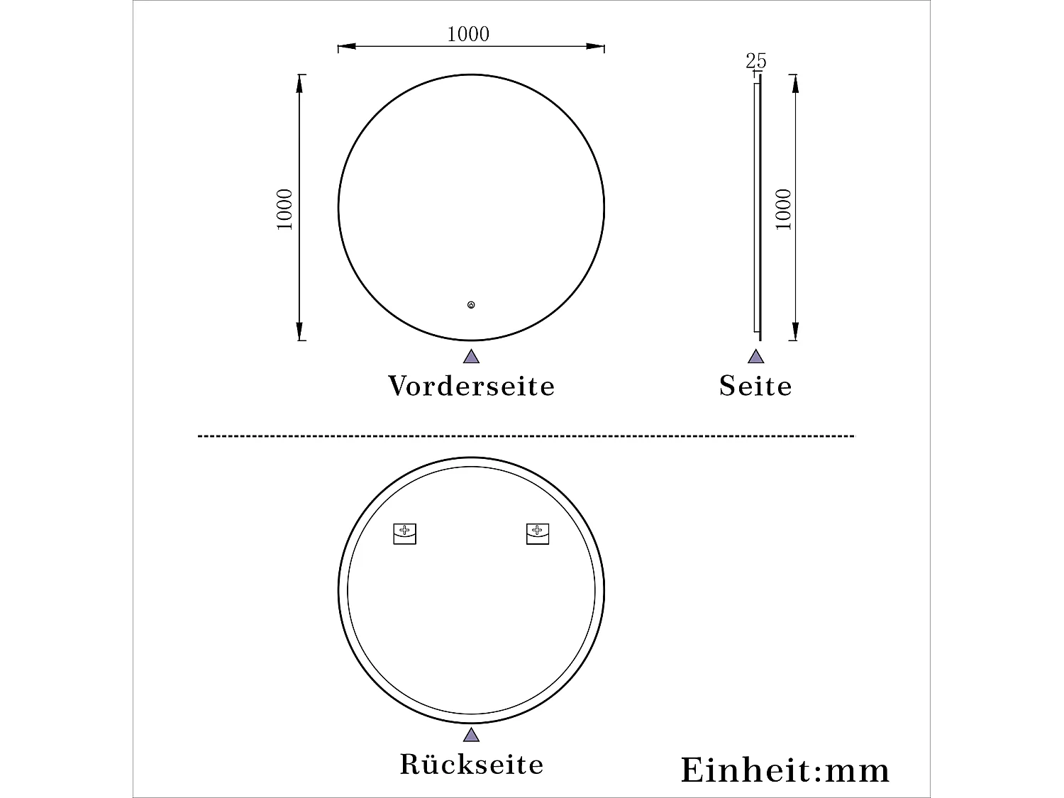 AICA LED Badspiegel Rund 100cm Beschlagfrei Kaltweiß Dimmbar Memory-Funktion