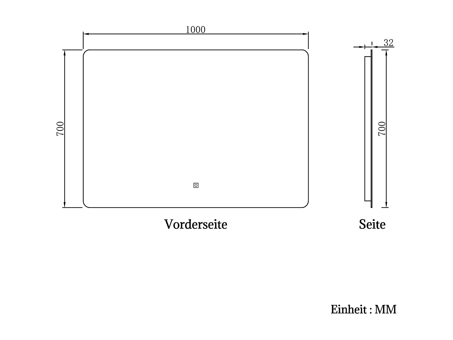 AICA Badspiegel mit LED-Beleuchtung 100x70cm Kaltweiß Dimmbar Memory-Funktion