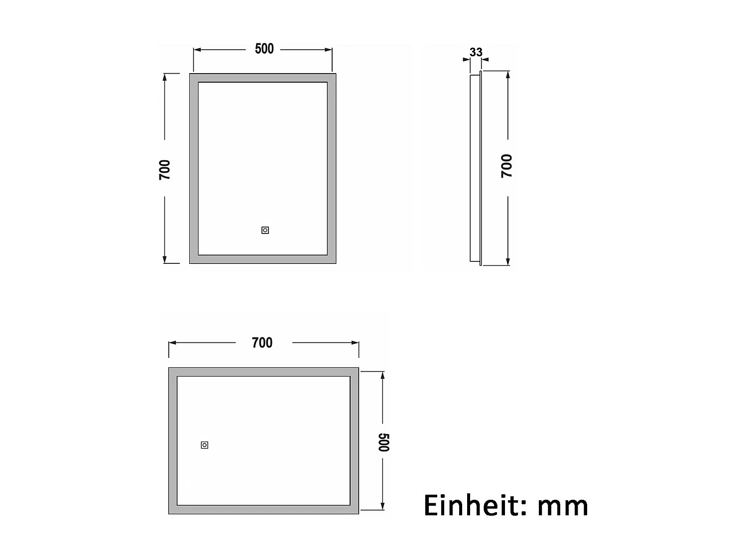 AICA Badspiegel mit LED-Beleuchtung 50x70cm Wand/Touchschalter Beschlagfrei 3 Lichtfarbe+Dimmbar Memory-Funktion - BELAIR
