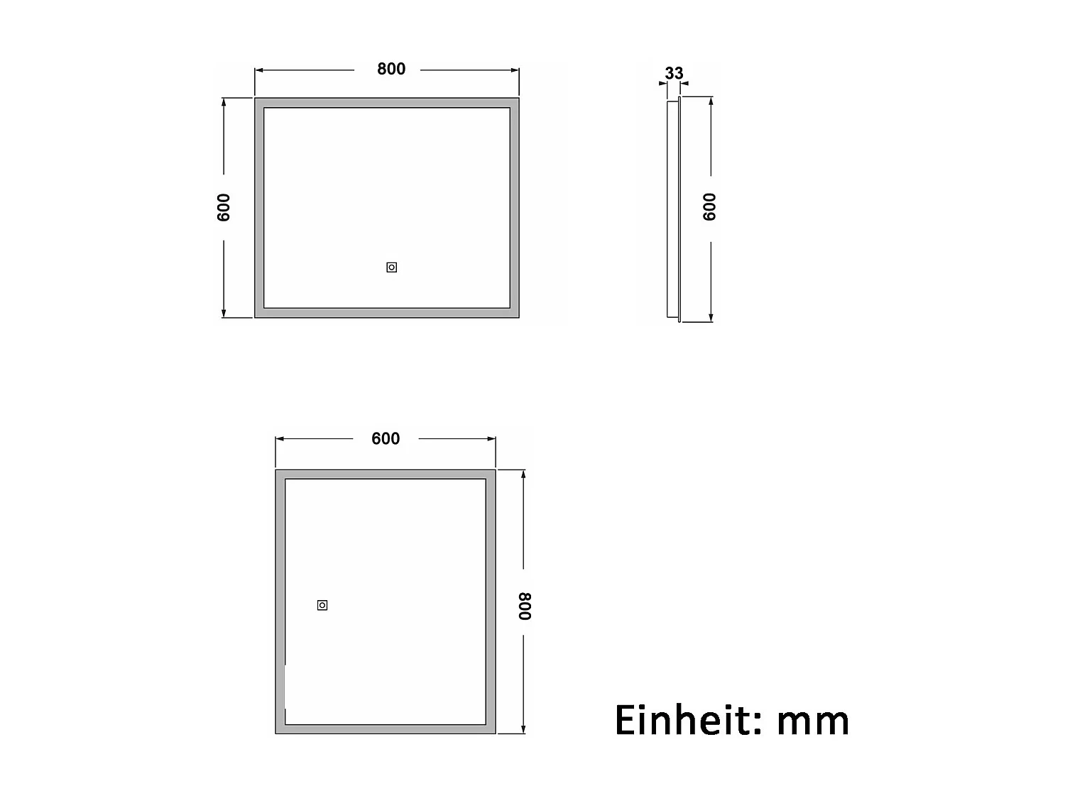 AICA LED Badspiegel 80x60cm Kaltweiß Touchschalter Beschlagfrei - BELAIR