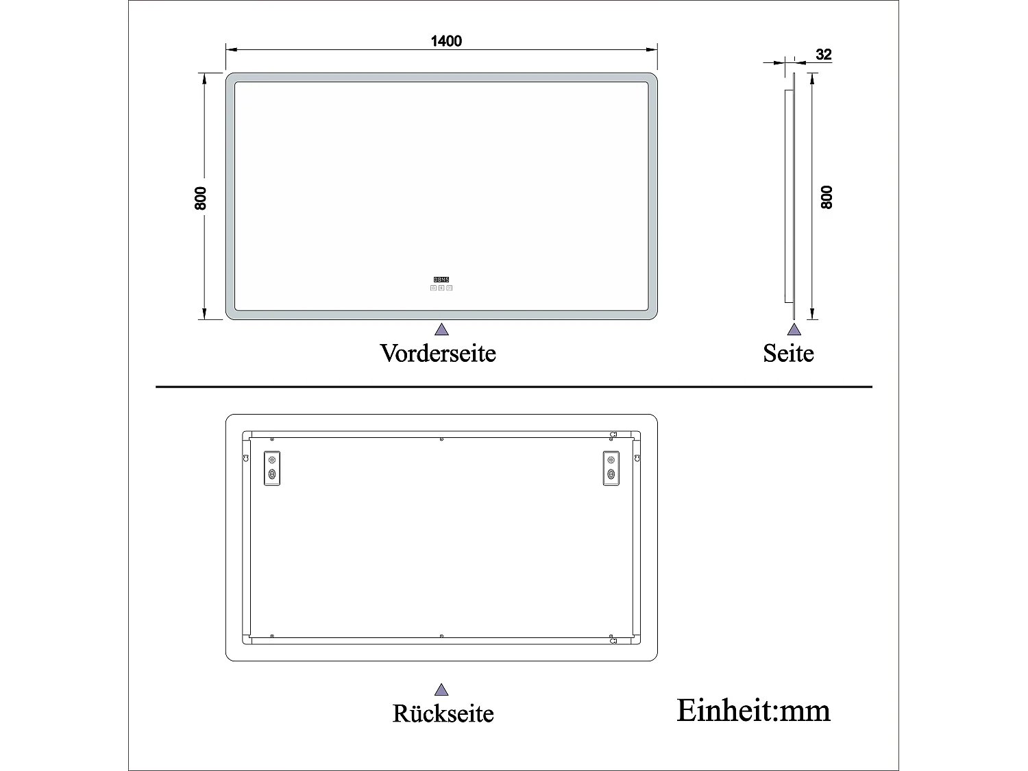 AICA Badspiegel mit LED-Beleuchtung 140x80cm Bluetooth Uhr Beschlagfrei 3 Lichtfarbe+Dimmbar Memory-Funktion