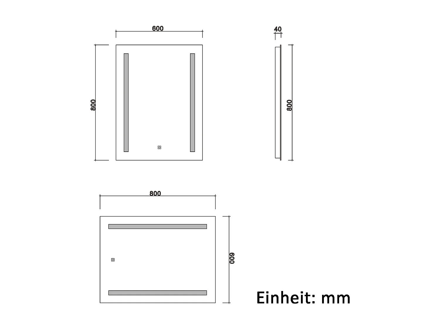 AICA Badspiegel mit Beleuchtung 60X80cm 3 Lichtfarbe+Dimmbar Touch/Wandschalter Beschlagfrei Auto-Abschaltung - PAVIE