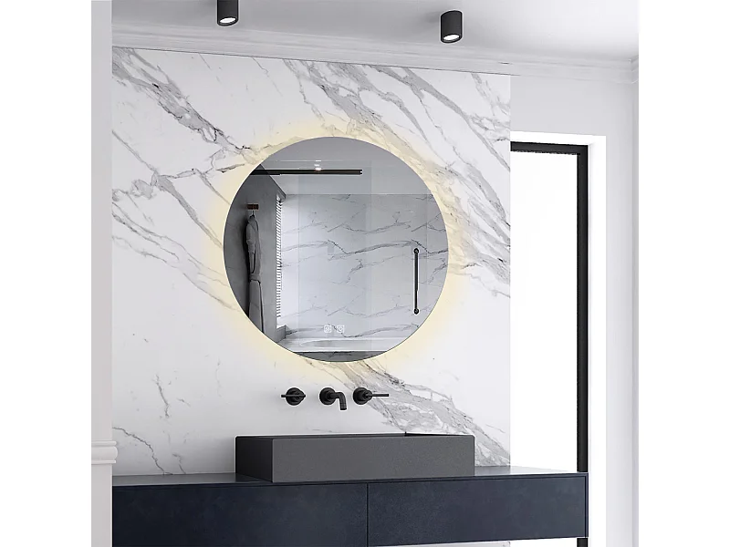 AICA Rund Badspiegel 60cm Beschlagfrei 3 Lichtfarbe+Dimmbar Memory-Funktion