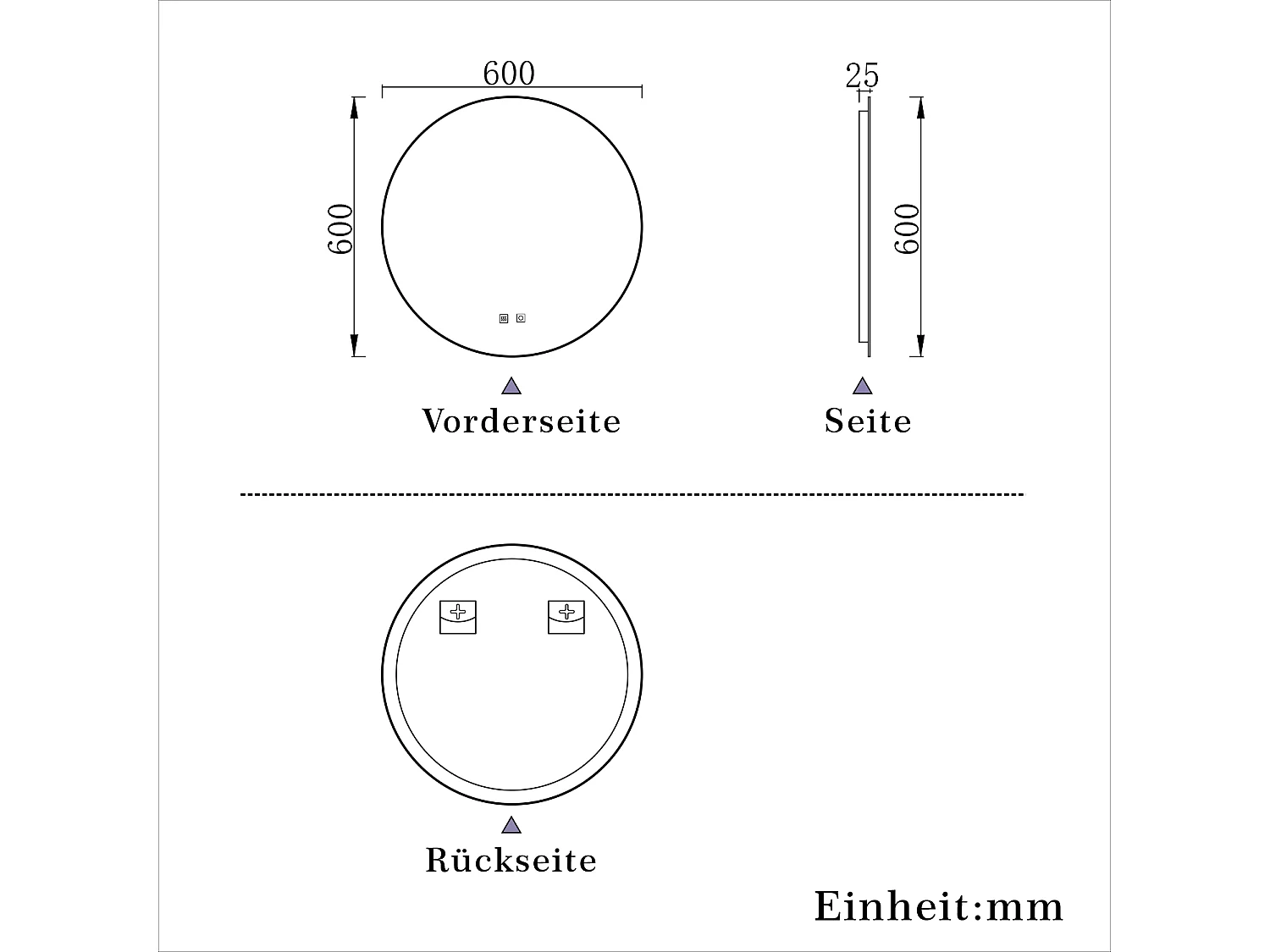 AICA Rund Badspiegel 60cm Beschlagfrei 3 Lichtfarbe+Dimmbar Memory-Funktion