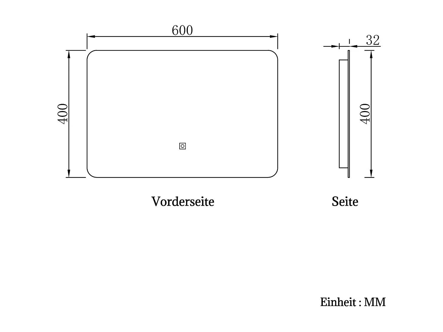 AICA Badspiegel mit LED-Beleuchtung 60x40cm Kaltweiß Dimmbar Memory-Funktion
