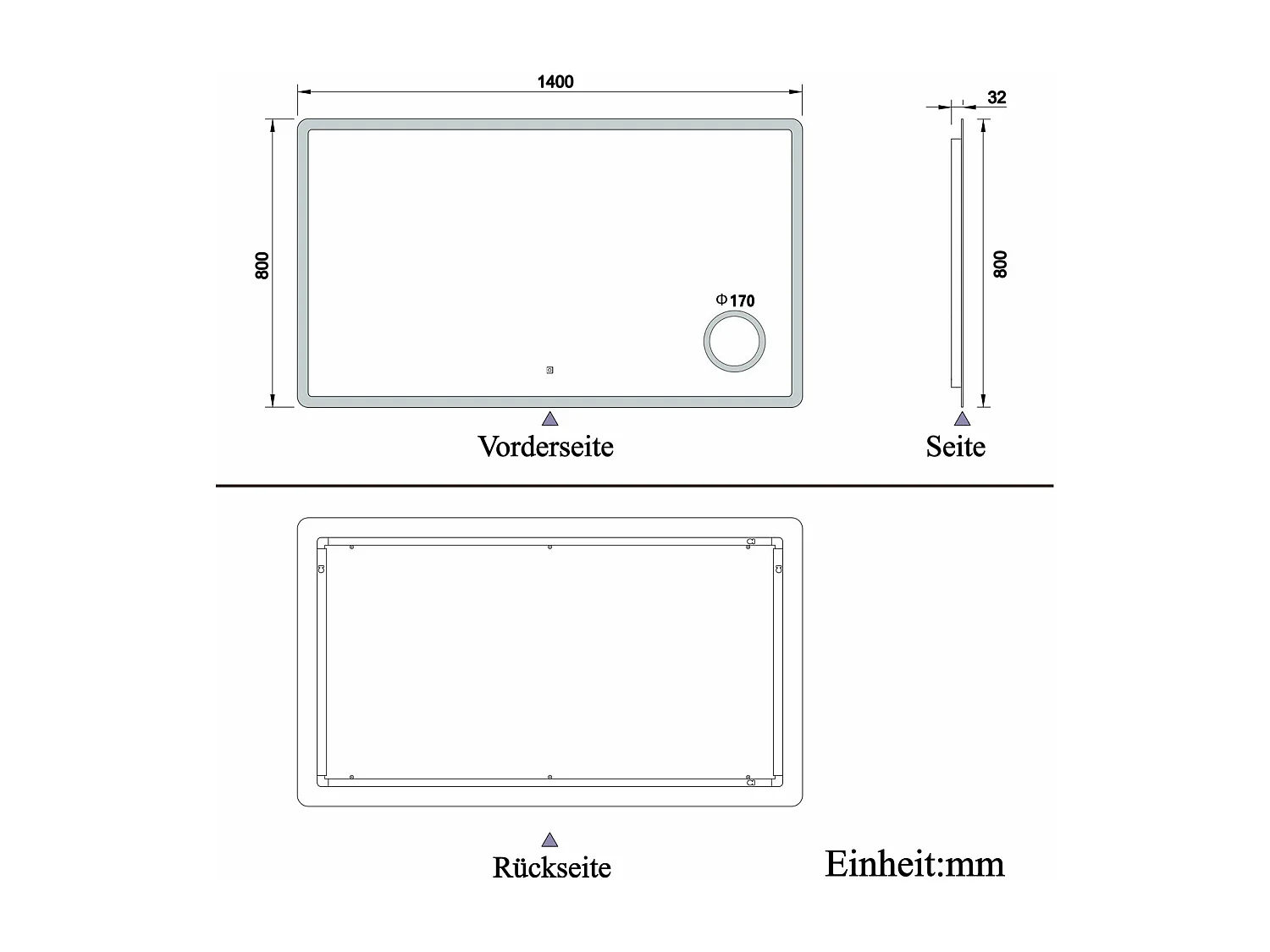 AICA Badspiegel mit LED-Beleuchtung 140x80cm Kosmetikspiegel Beschlagfrei 3 Lichtfarbe+Dimmbar Memory-Funktion