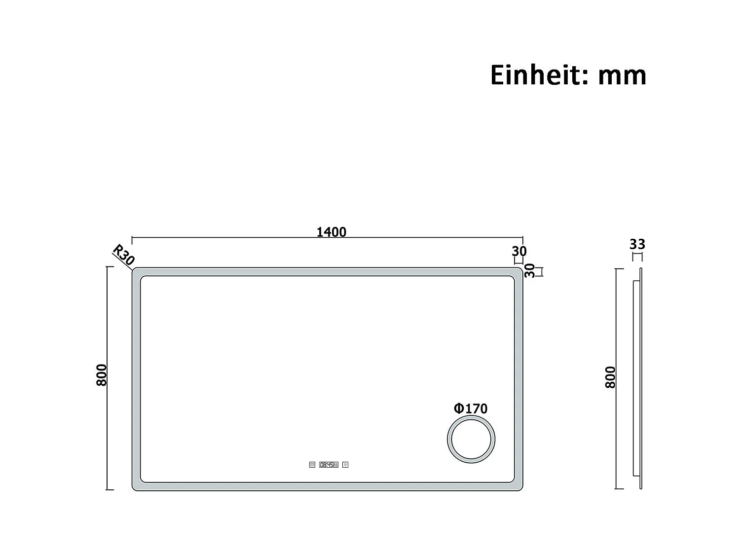 AICA Badspiegel mit LED-Beleuchtung 140x80cm Uhr Kosmetikspiegel Beschlagfrei 3 Lichtfarbe+Dimmbar Memory-Funktion
