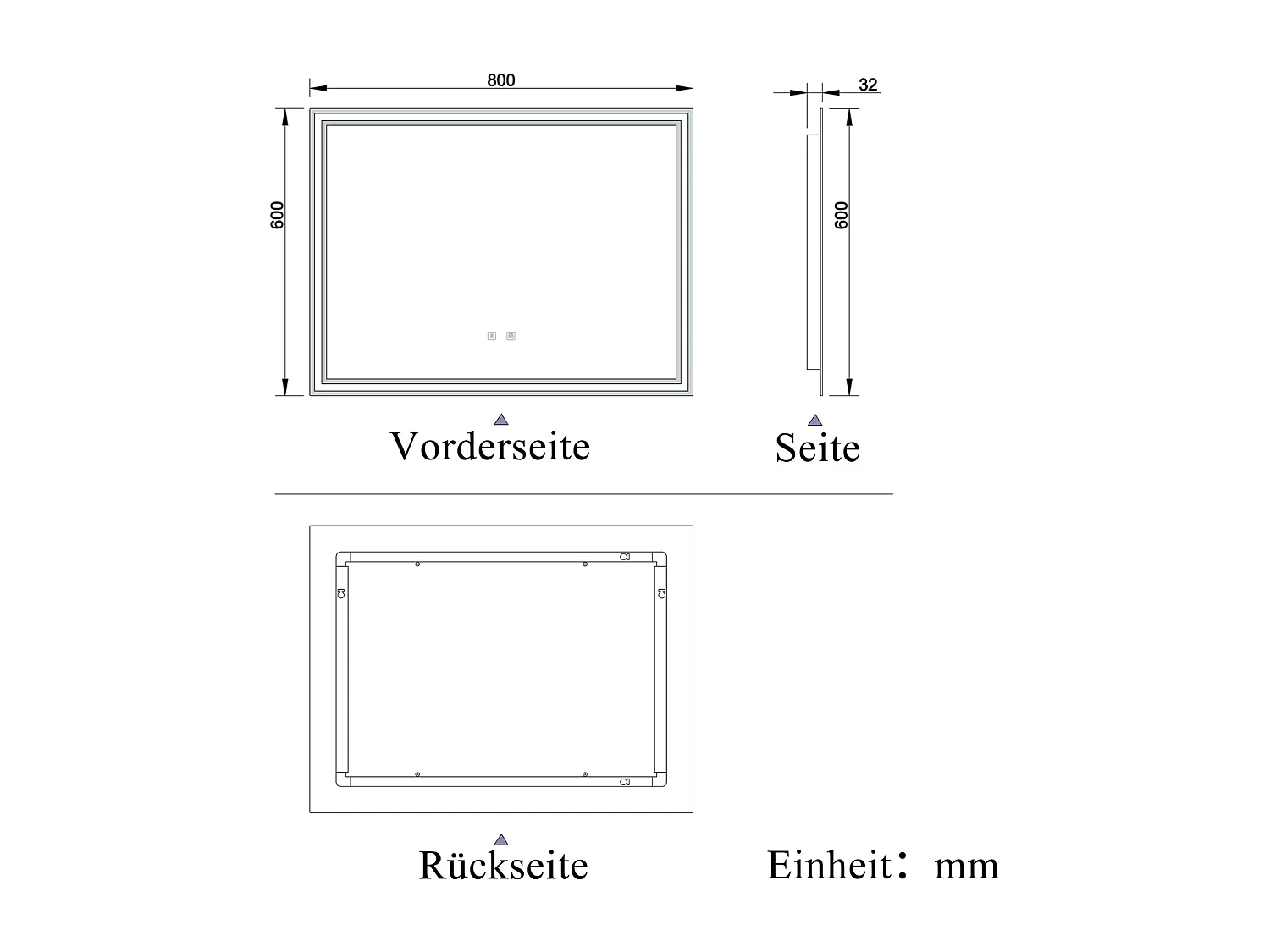 AICA Badezimmerspiegel mit LED-Beleuchtung 80x60cm Bluetooth 3 Lichtfarbe+Dimmbar Beschlagfrei Memory-Funktion