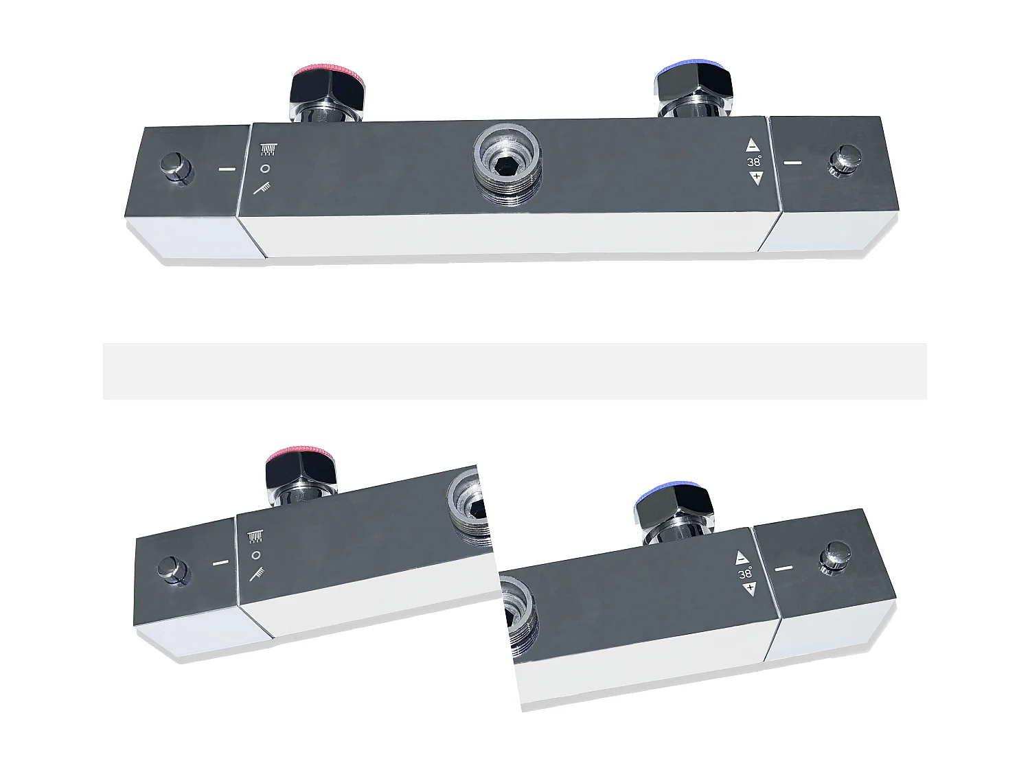 Duschsystem mit Thermostat Duscharmatur Regendusche Duschset Dusche Handbrause Duschsäule verchromter Edelstahl 73- 115 cm