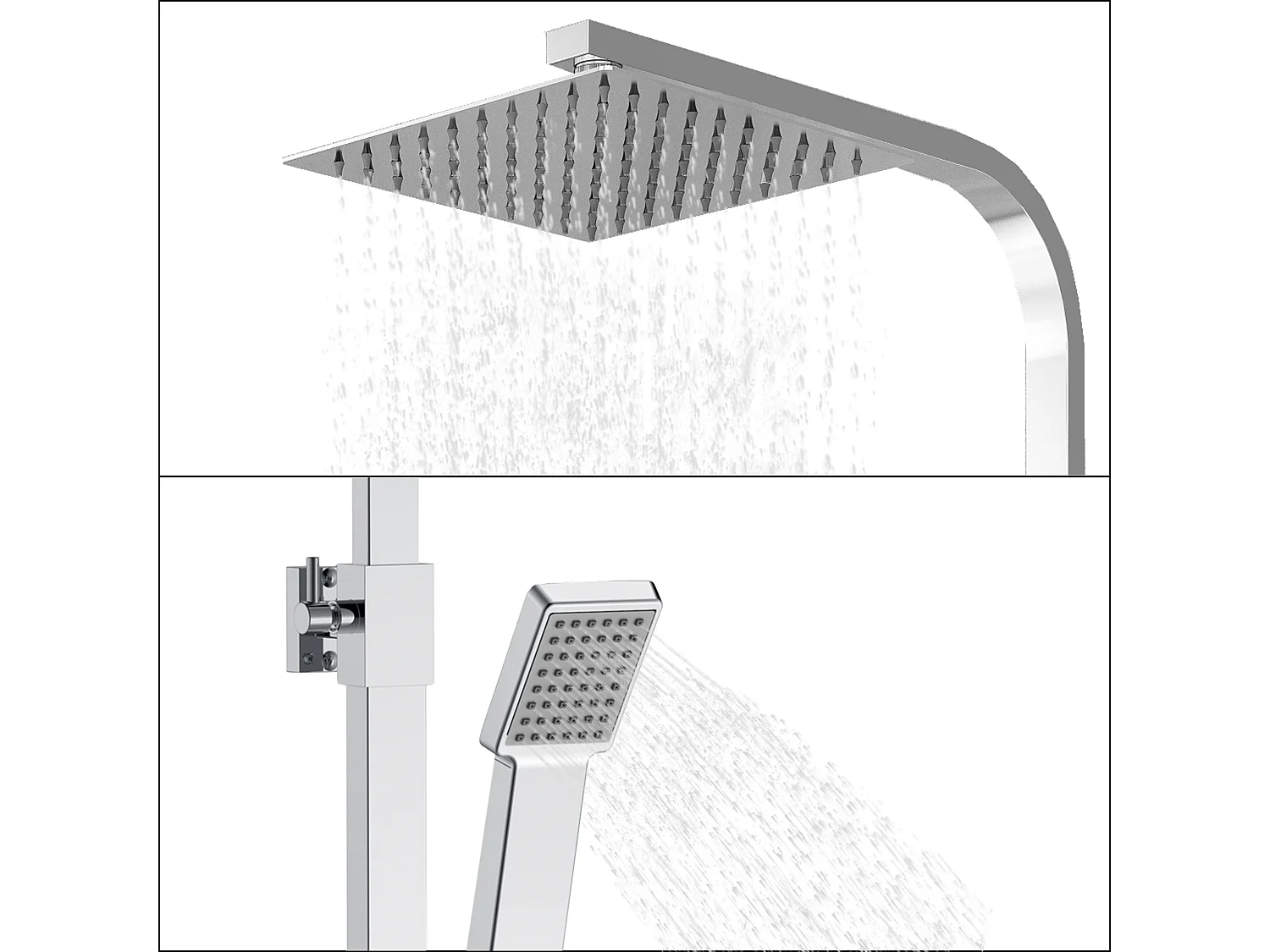 Duschsystem mit Thermostat Duscharmatur Regendusche Duschset Dusche Handbrause Duschsäule verchromter Edelstahl 73- 115 cm
