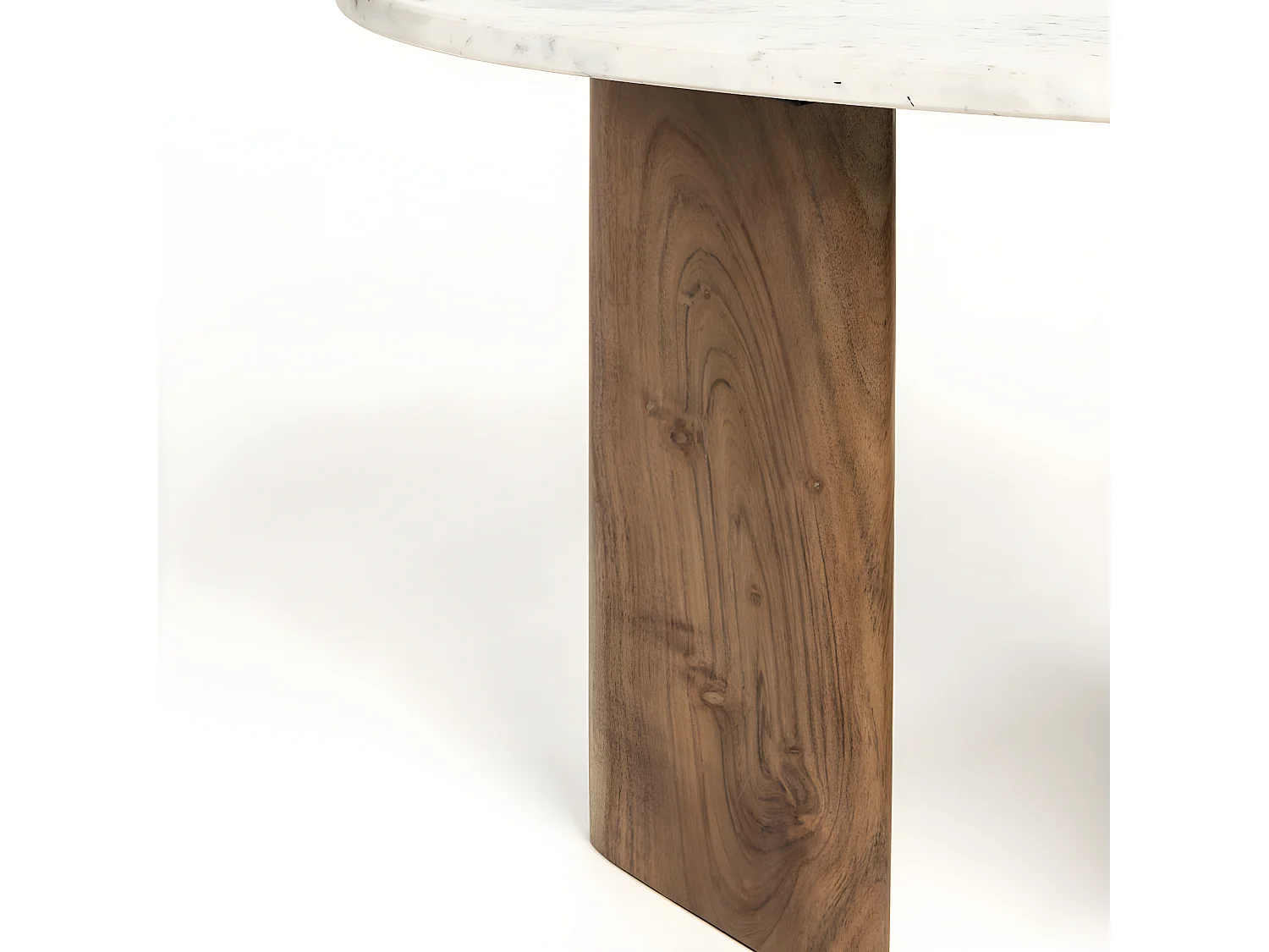 Tanda - Table d'appoint organique en marbre et bois 37x56cm - Bois foncé et blanc