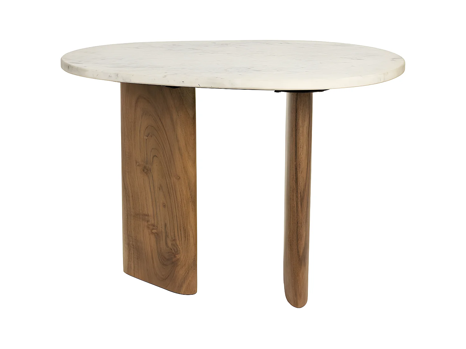 Tanda - Table d'appoint organique en marbre et bois 37x56cm - Bois foncé et blanc