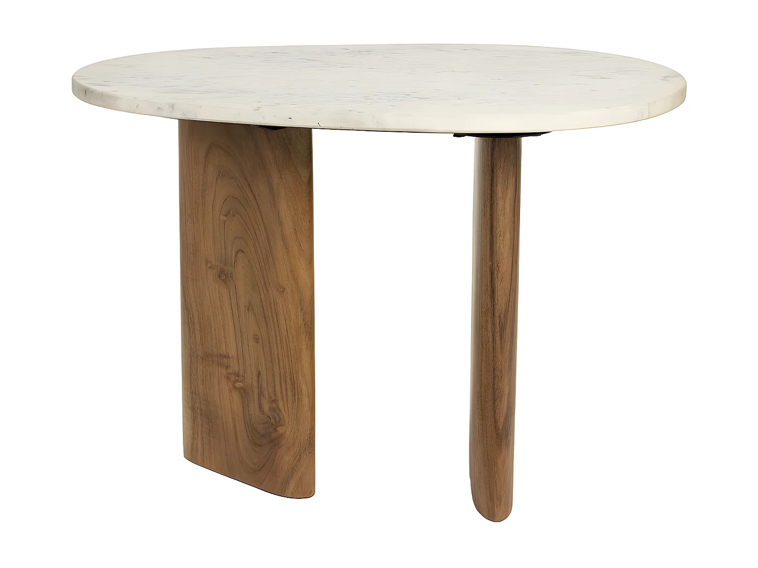 Tanda - Table d'appoint organique en marbre et bois 37x56cm - Bois foncé et blanc
