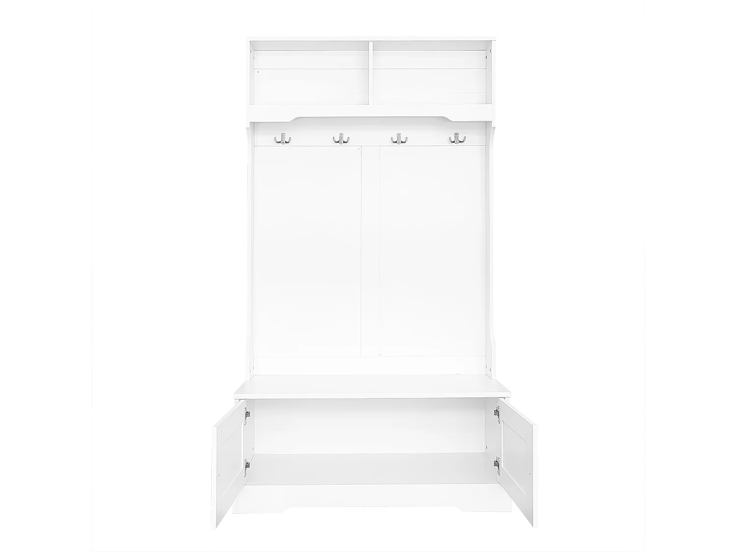 Garderoben-/Flurschrank mit 2 Türen und Garderobenständer – 101,5 x 47 x 183 cm – Spanplatte – Weiß