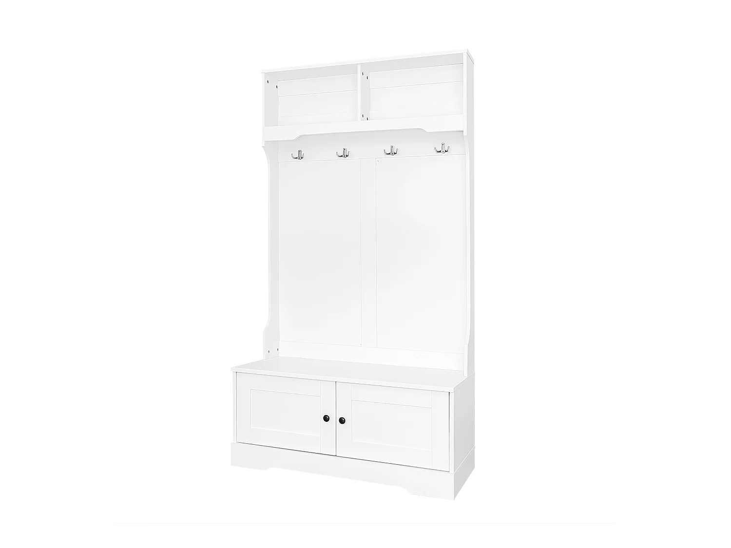 Garderoben-/Flurschrank mit 2 Türen und Garderobenständer – 101,5 x 47 x 183 cm – Spanplatte – Weiß