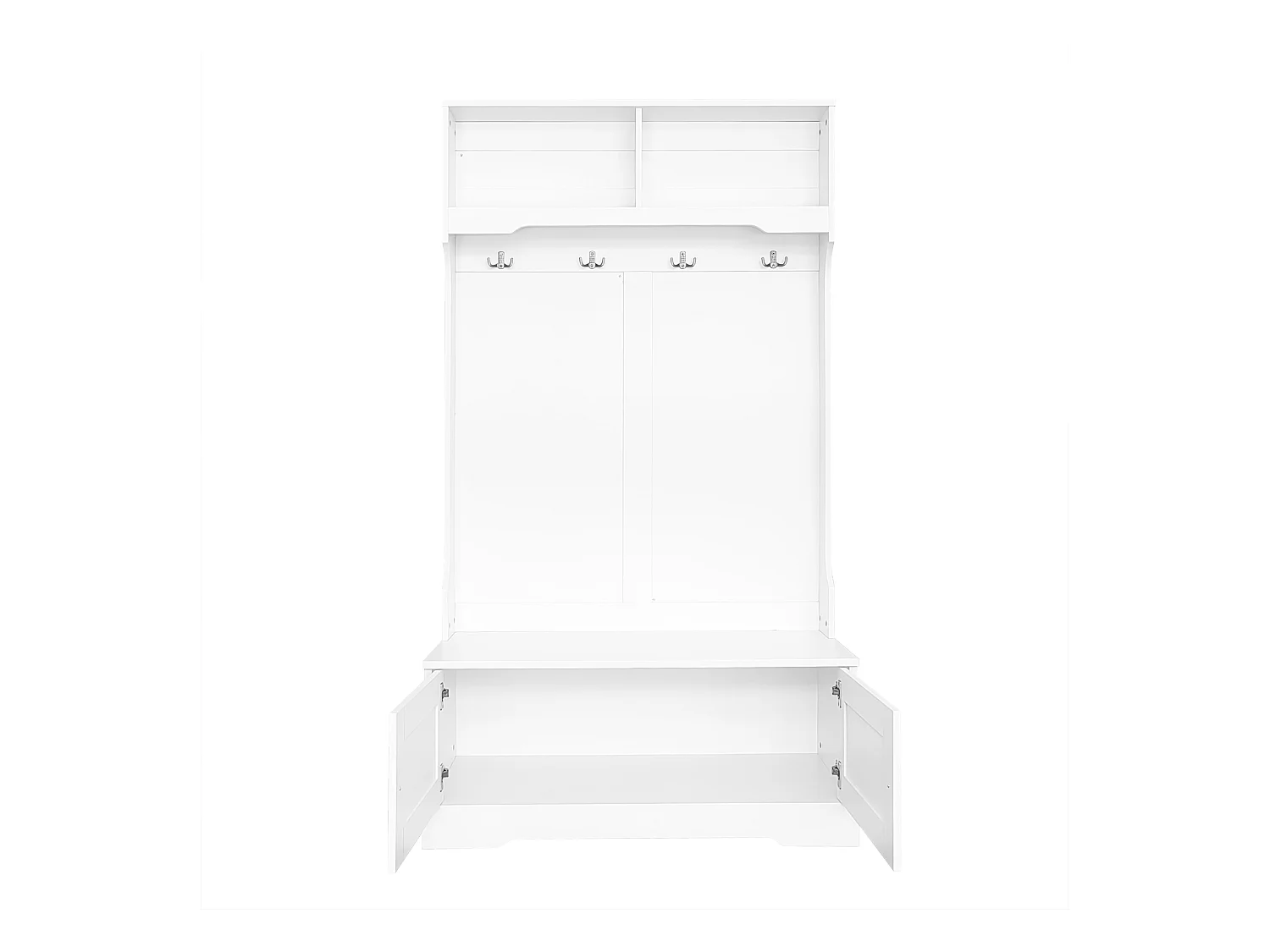 Vestiaire / Meuble d'entrée avec 2 portes et porte-manteau - 101.5 x 47 x 183 cm - Panneaux de particules - Blanc