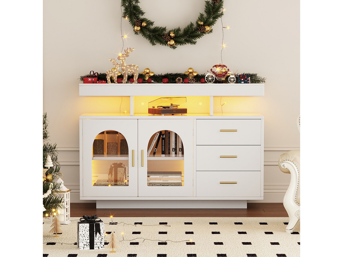 Cassettiera 8 Cassetti Opaca - 120x101.5x39 Cm, Bianco, Senza Maniglie, Per Camera Da Letto