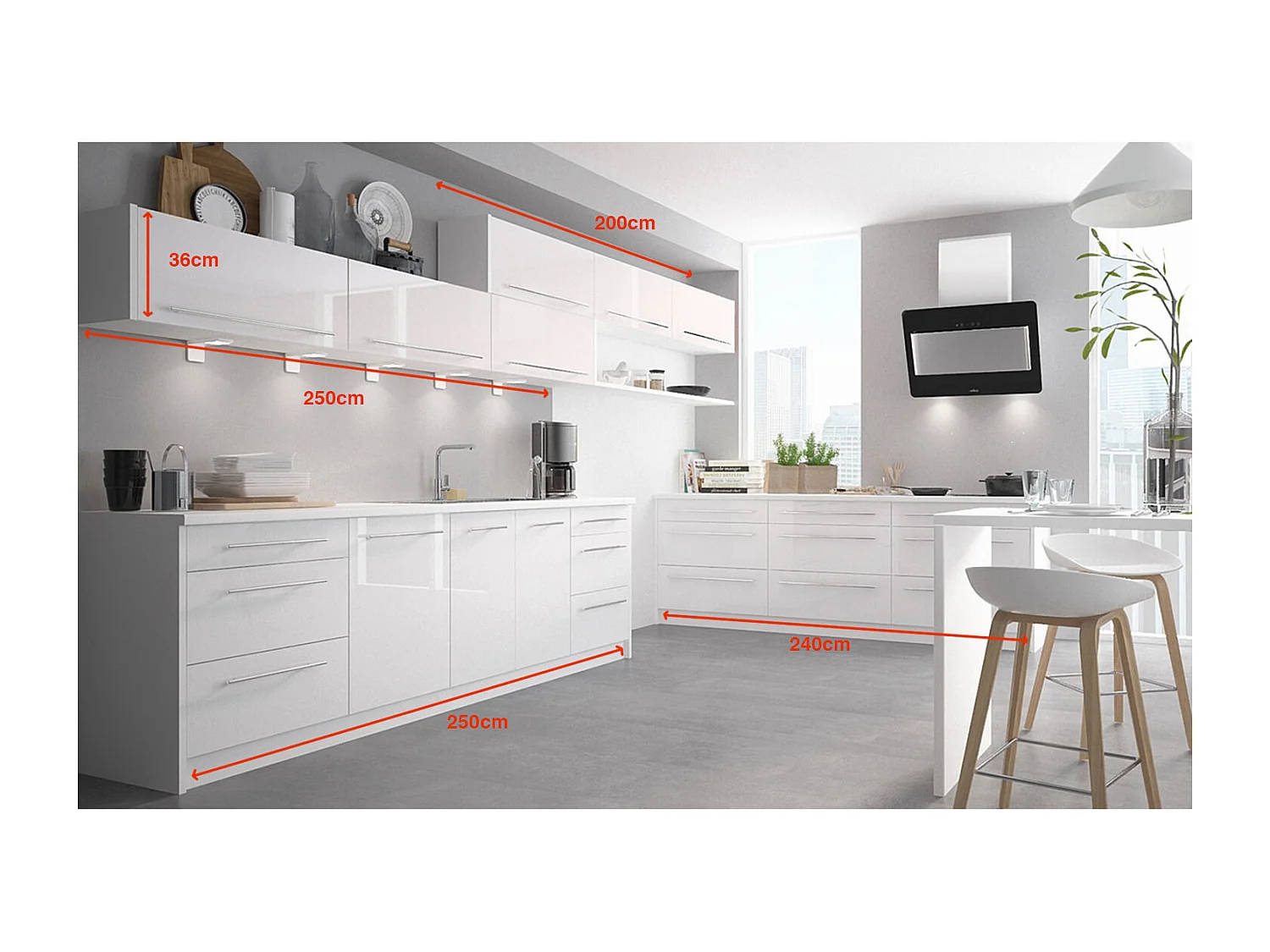 KÜCHENLEERBLOCK Brerra Cdb verkehrsweiß lackiert / weiß matt 13-teilig