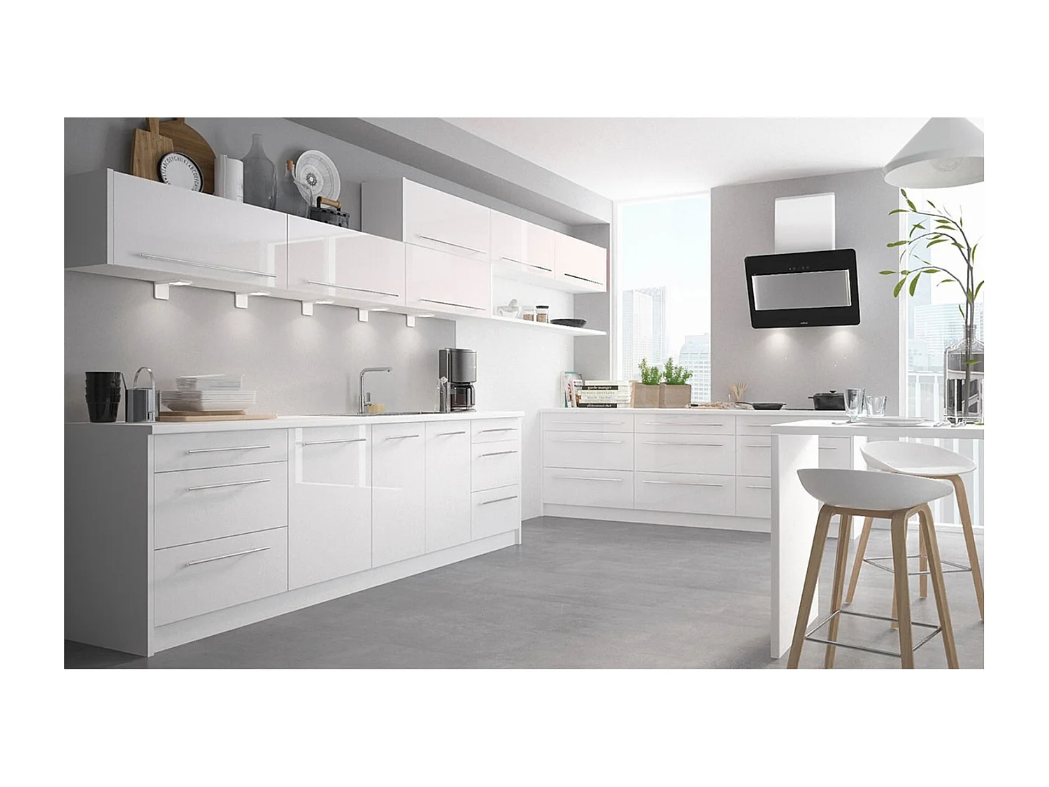 KÜCHENLEERBLOCK Brerra Cdb verkehrsweiß lackiert / weiß matt 13-teilig