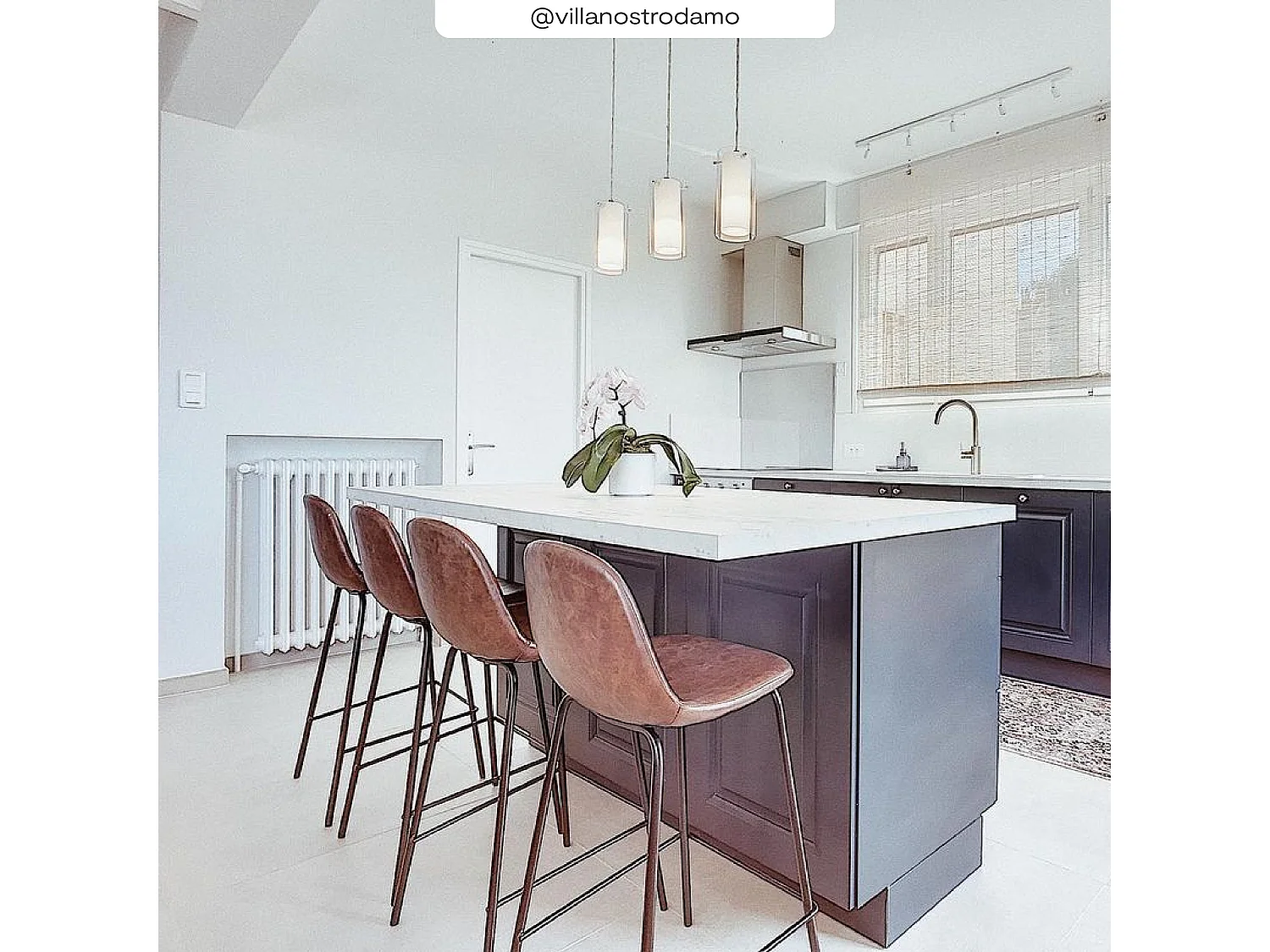 Silla para isla central 65 cm de cuero sintético marrón - Henrik