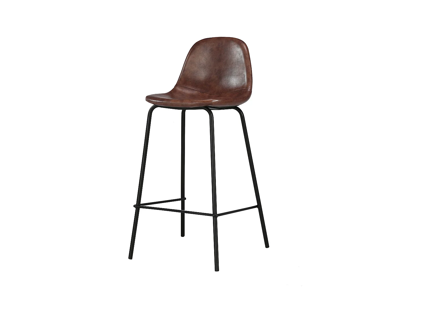 Chaise pour îlot central 65 cm en cuir synthétique marron - Henrik