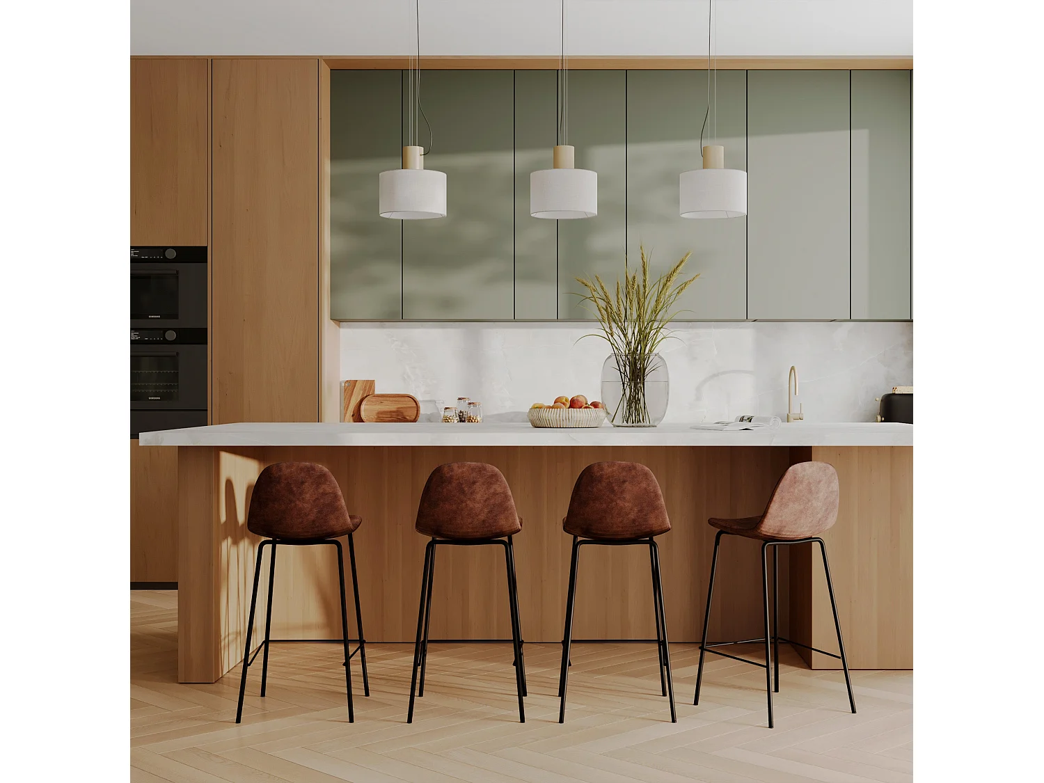 Sedia da bar 65 cm in pelle sintetica marrone - Henrik