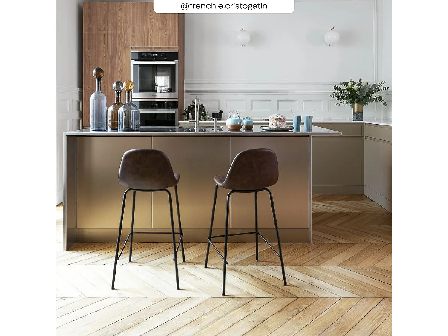 Sedia da bar 65 cm in pelle sintetica marrone - Henrik