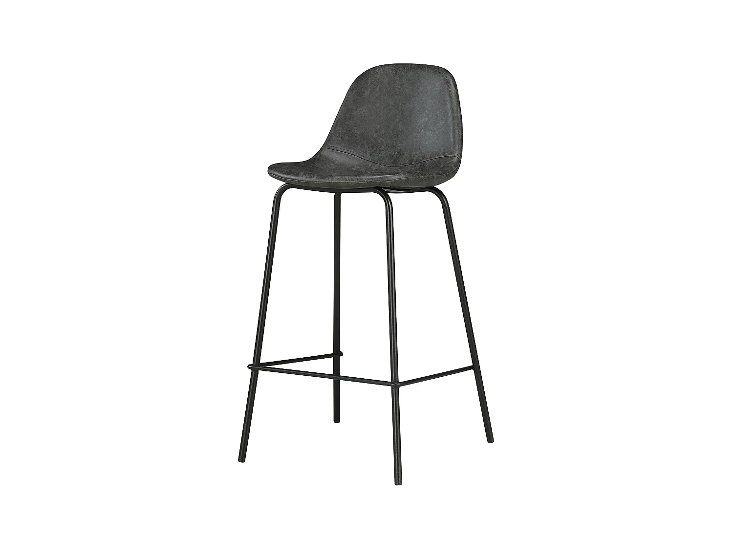 Chaise pour îlot central 65 cm en cuir synthétique gris/noir - Henrik