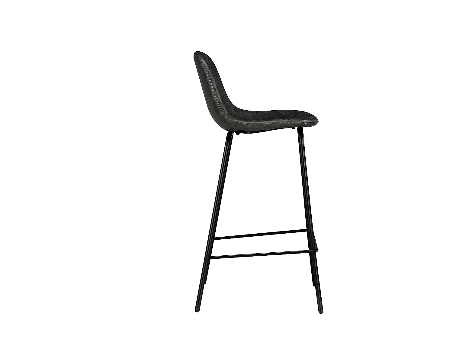 Chaise pour îlot central 65 cm en cuir synthétique gris/noir - Henrik