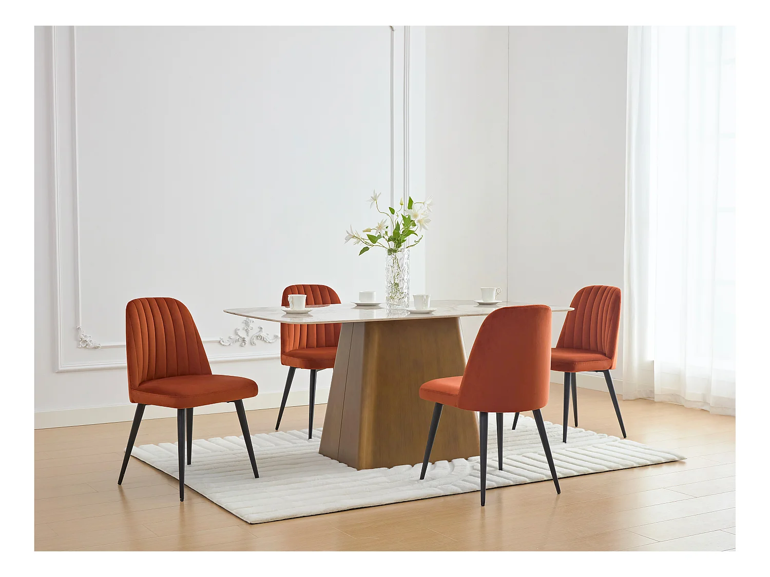 Lot de 6 chaises en velours et métal - Terracotta - ELEANA