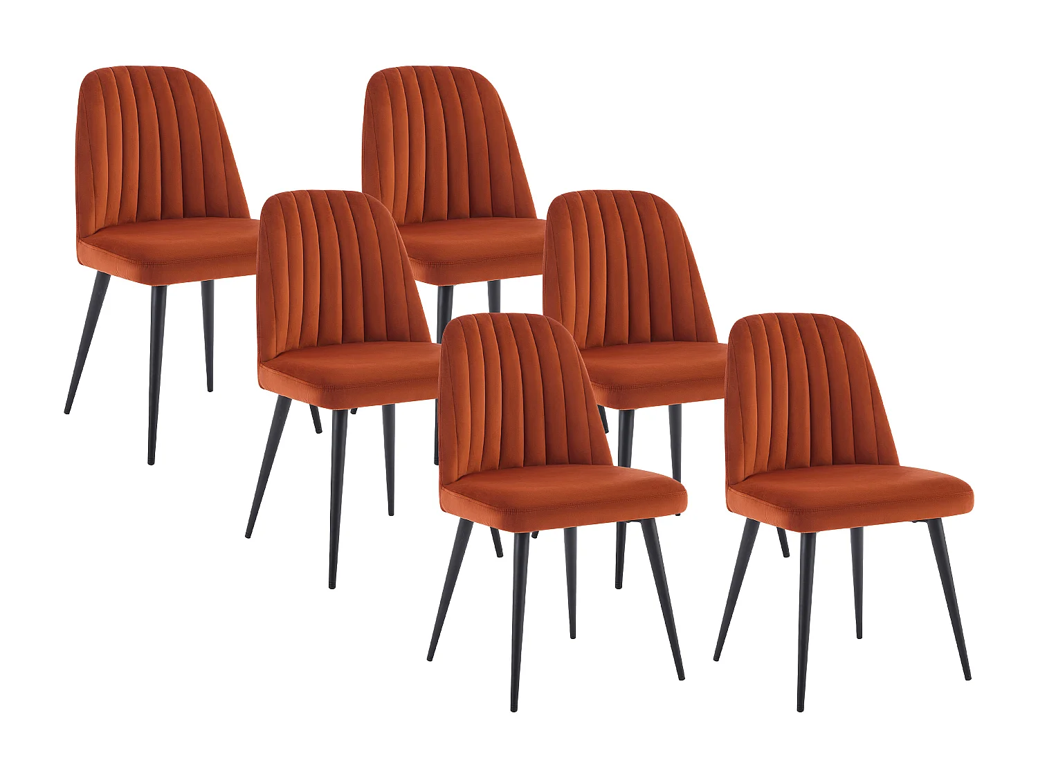 Lot de 6 chaises en velours et métal - Terracotta - ELEANA