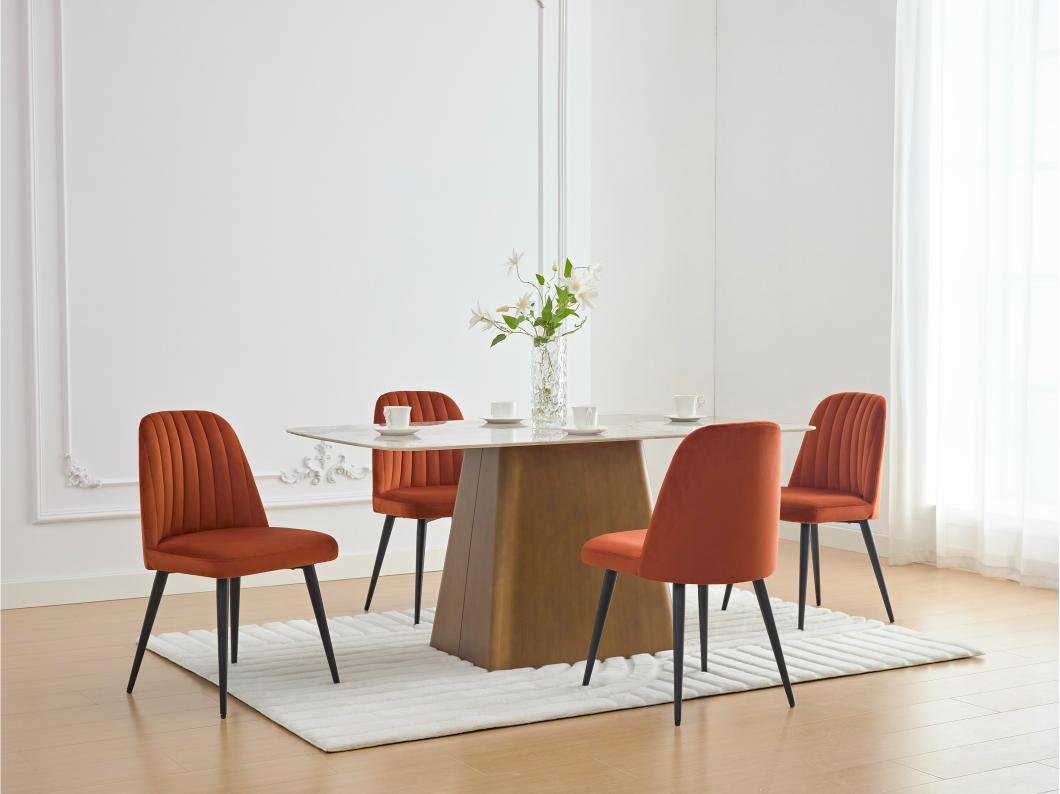 Lot de 6 chaises en velours et métal - Terracotta - ELEANA