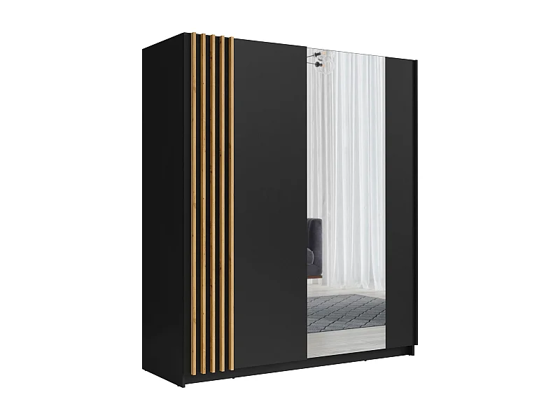 SCHWEBETÜRENSCHRANK Bayadero schwarz 200 cm / 63 cm / 199 cm