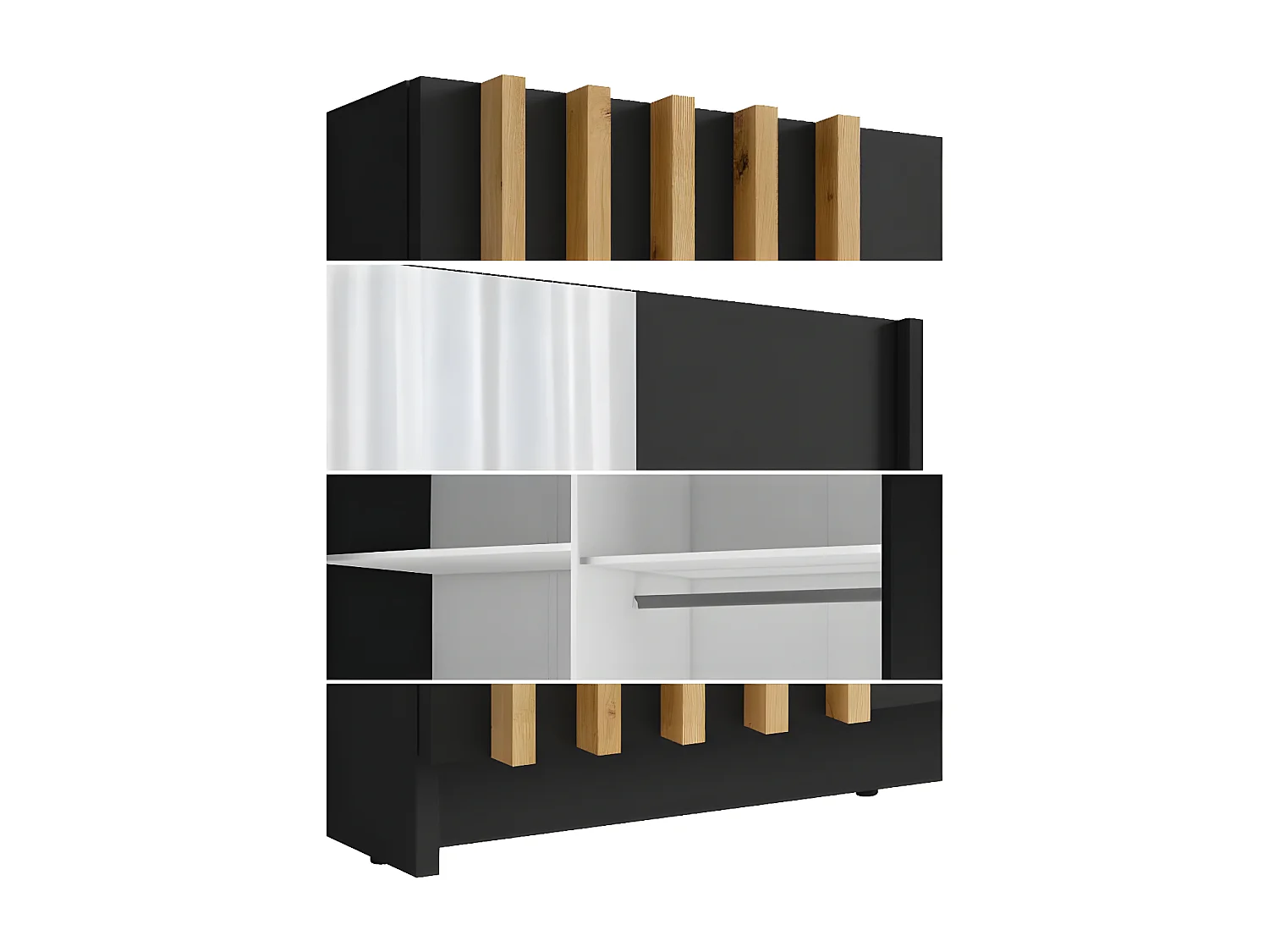 SCHWEBETÜRENSCHRANK Bayadero schwarz 200 cm / 63 cm / 199 cm