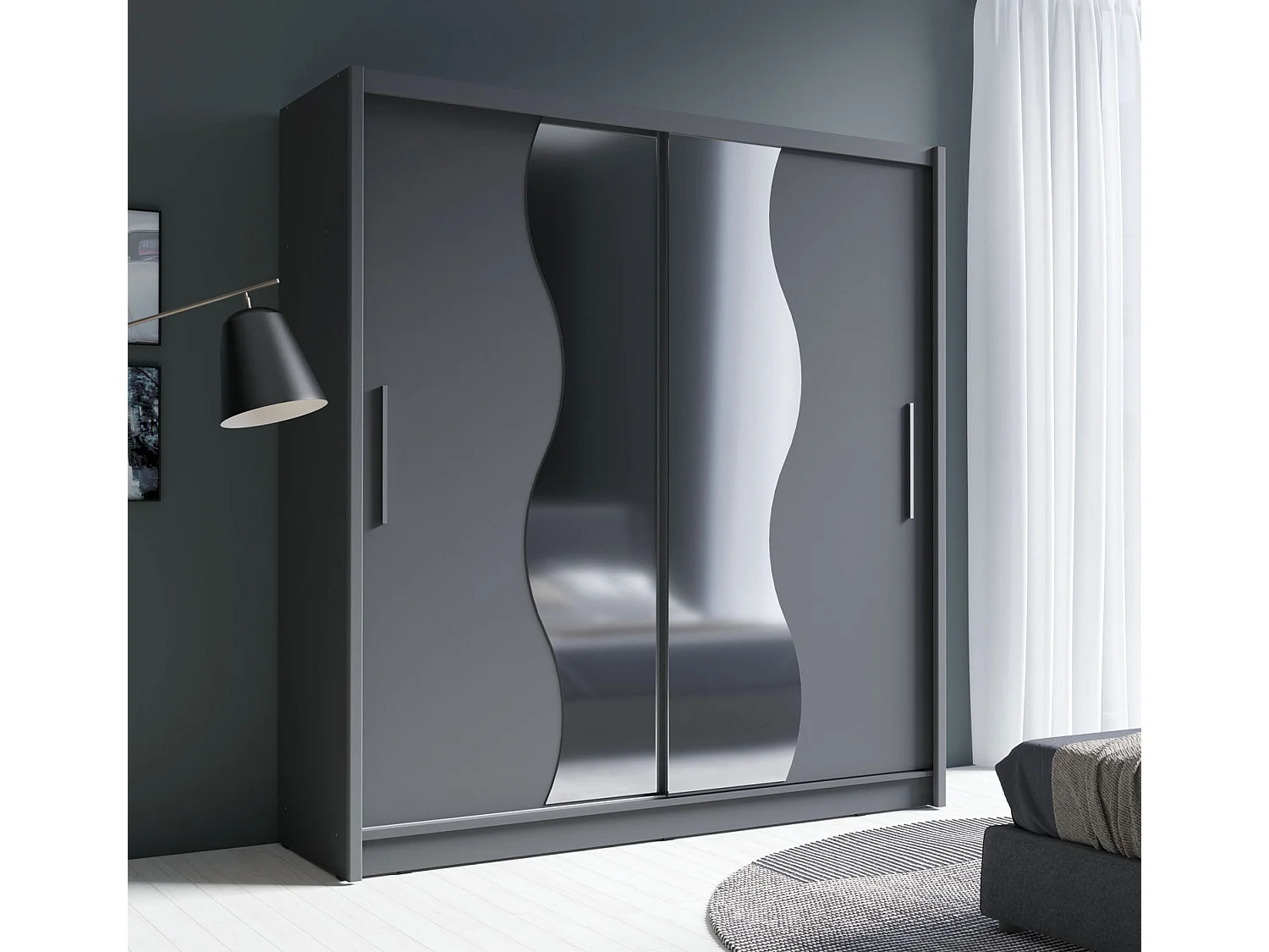 SCHIEBETÜRENSCHRANK Bergamo graphitgrau 205 cm / 62,5 cm / 215 cm