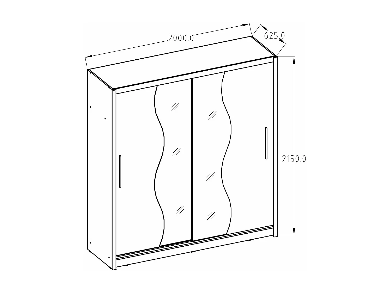 SCHIEBETÜRENSCHRANK Bergamo graphitgrau 205 cm / 62,5 cm / 215 cm