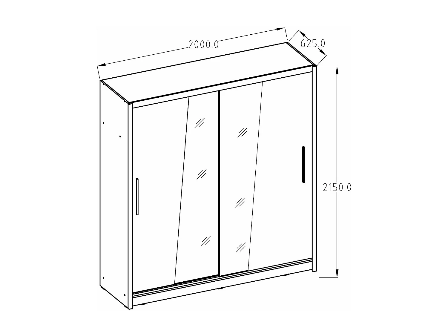 SCHIEBETÜRENSCHRANK Bergamo sonoma eiche 205 cm / 62,5 cm / 215 cm