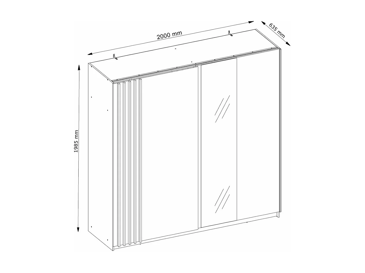 SCHWEBETÜRENSCHRANK Bayadero weiß eiche artisan 200 cm / 63 cm / 199 cm