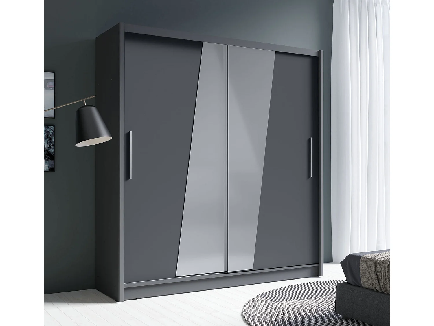 SCHIEBETÜRENSCHRANK Bergamo graphitgrau 205 cm / 62,5 cm / 215 cm