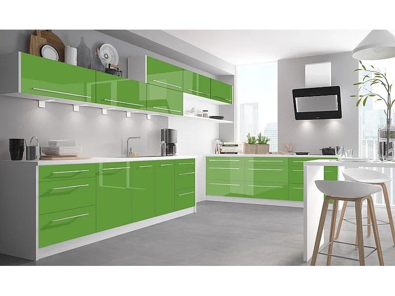 KÜCHENLEERBLOCK Brerra Cdb gelbgrün lackiert / weiß matt 13-teilig